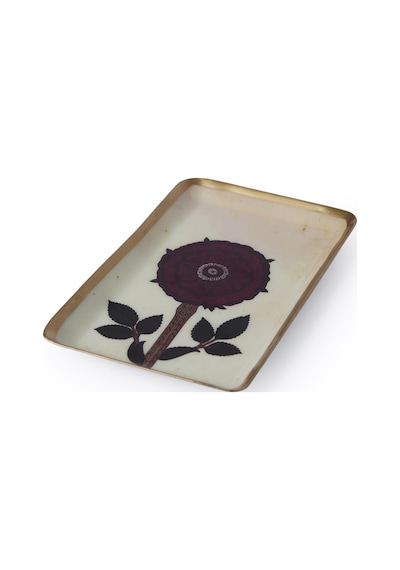 Yargıcı Çiçek Desenli Alüminyum Dikdörtgen Tepsi 15x10x1 Cm 26knhs1028c St