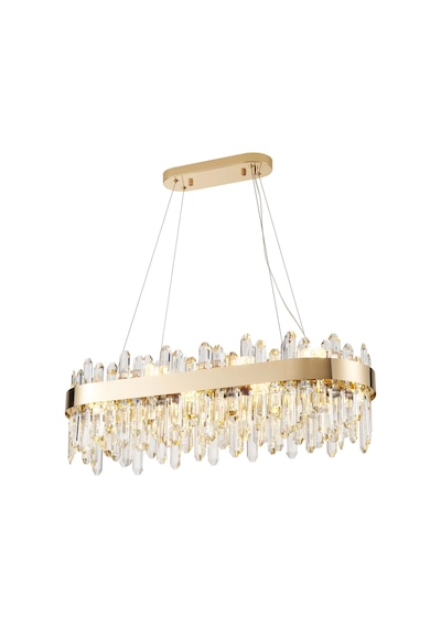 Linfred Yemek Masası Üstü Sıralı Gold Kristal Taşlı Modern Salon Avize Gold