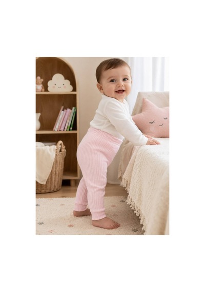H&c Coolboy H&c %100 Pamuk Ajurlu Bebek Tek Alt Pantolon 0-36 Ay Yumuşak Dokulu Esnek Bel Pembe Noktalı