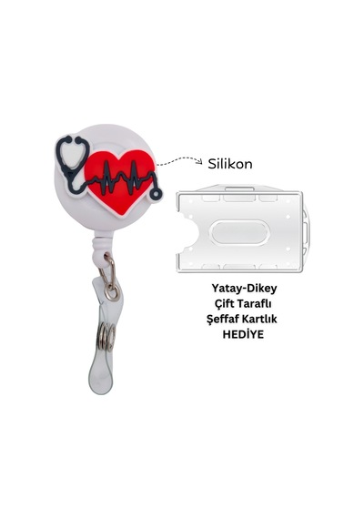 Ekg Stetoskop Silikon Yoyo Yaka Kartlığı Yatay Dikey Kart Koruyucu