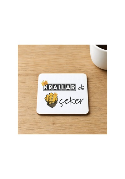 Krallar Da Nah Çeker Baskılı 9x9 Cm Kare Mdf Bardak Altlığı Ahşap Çok Renkli