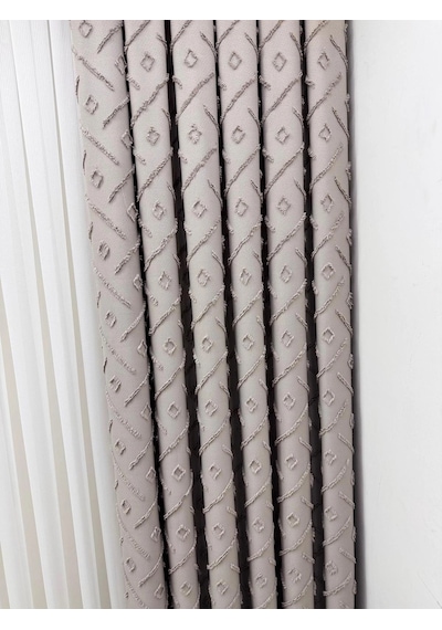 Nivemeshome Sedef Gri 1/3 Pileli Fon Perde 80x260
