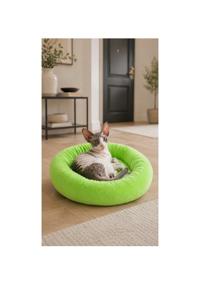 Peluş Ponçik Wellsoft Rahat Yumuşak Kaydırmaz Taban %100 Boncuk Elyaf Kedi Ve Köpek Yatağı Ve Minderi Yeşil - 880963904