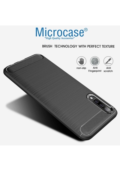 Microcase Samsung Uyumlu Galaxy A70S Brushed Carbon Kilif - Siyah 387484705