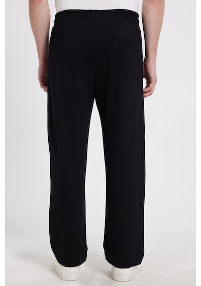 Tudors Erkek Siyah Baggy Fit Rahat Kesim Modal Kumaş Soft Doku Beli Bağcıklı Yan Cepli Eşofman Altı-46289