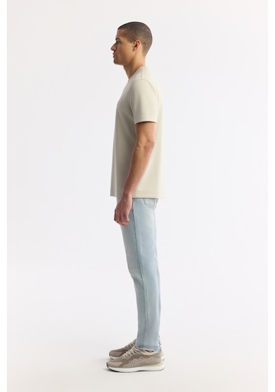 Avva Erkek Bej Bisiklet Yaka Baskılı Bi-stretch İnterlok Regular Fit T-shirt A51y1132