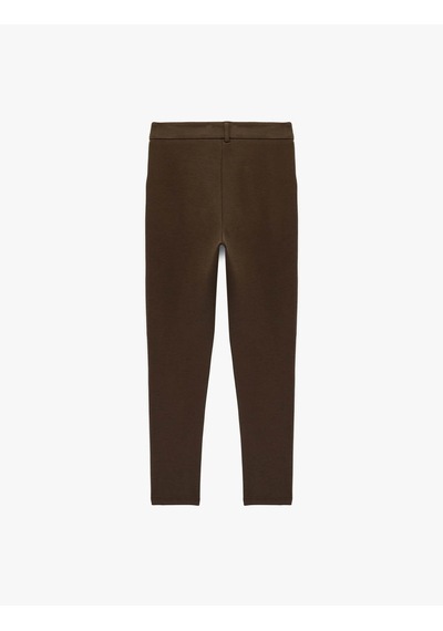 Koton Slim Fit Pamuklu Kahverengi Kadın Tayt 6wal40137ık Kahverengi