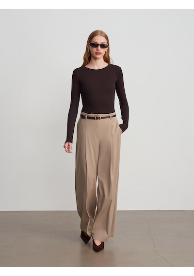 Dilvin 72646 Kemerli Palazzo Pantolon-camel