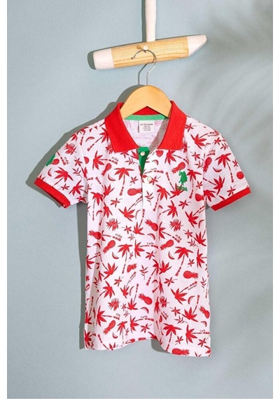 U.S. Polo Assn. Us Polo Erkek Çocuk Polo Yaka T-shirt Nar Çiçeği Rengi Çok Renkli