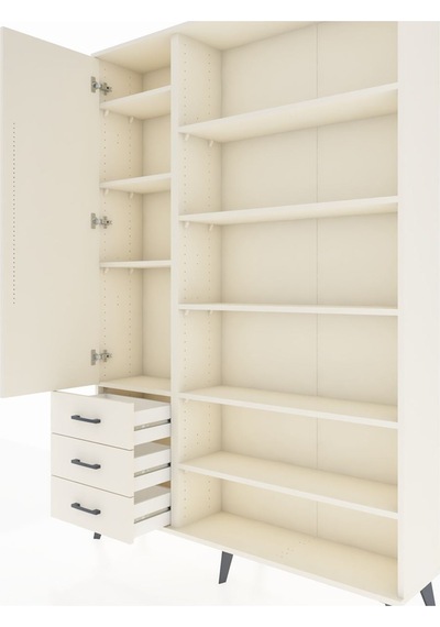 Arges Dolap 9 Raflı 3 Çekmeceli 3 Kapaklı 132x30x195 Aytaşı-a... Aytaşı