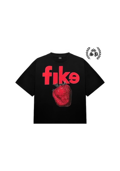 Startmore Fıke Strawberry Vintage Y2k Tee T-shirt Siyah