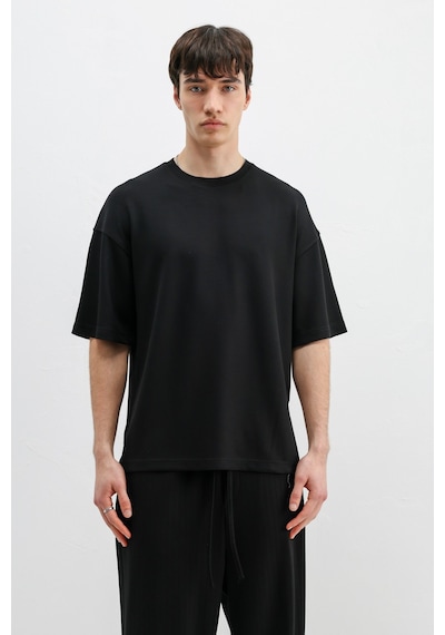 Modal Karışımlı Oversize Tişört Siyah