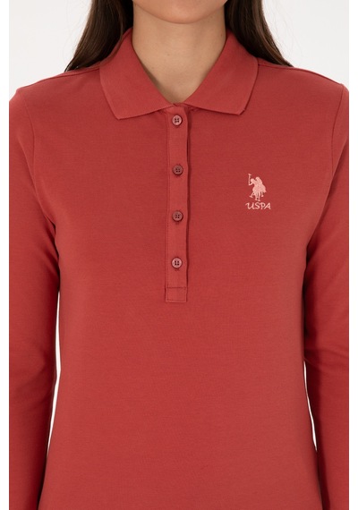 U.S. Polo Assn. Kadın Kiremit Basic Polo Yaka Sweatshırt 50307755-VR026