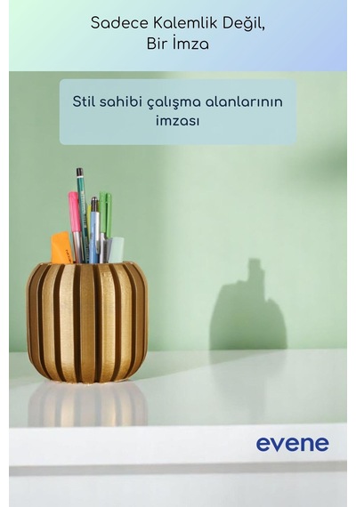 Kalemlik Masa Kalemliği Organizer Kalemlik Altın Renk Model 79 Çok Renkli