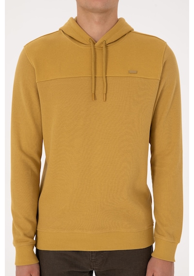 U.S. Polo Assn. Erkek Regular Fit Kapüşonlu Petek Dokulu Hardal Sweatshirt 50315526-VR151