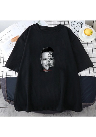 Startmore Beyaz Robin Williams Aktör Poster Grafik Baskı Estetik -gömlek Tshi Siyah