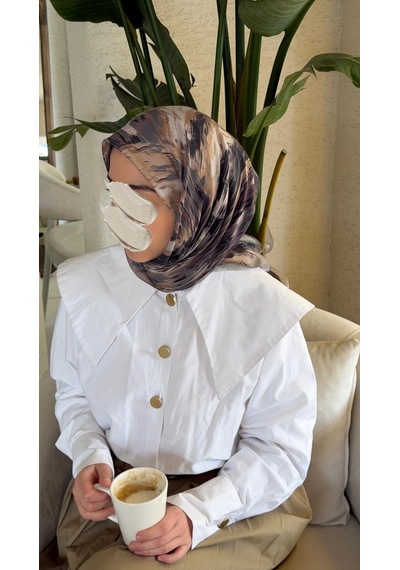 Qalortex Scarf Pamuklu Soft Lara Desen Eşarp-antrasit