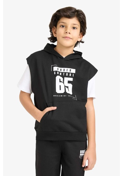 Defacto Erkek Çocuk 3lü Takım Kısa Kollu Tişört Sweatshirt Eşofman Altı G0629a826smbk81 Siyah-bk81