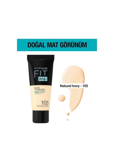 Maybelline New York  Fondöten Fit Me Matte Poreless Foundation 105 Natural Ivory