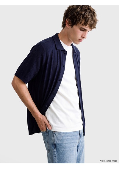 Lcw Vision Lacivert Regular Fit Erkek Triko Gömlek