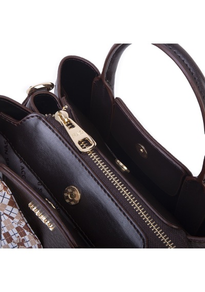 Nas Bag Şık Fularlı Mini El Ve Omuz Çantası Kahve Victoria