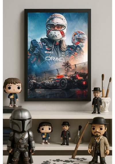 Max Verstappen Formula 1 Siyah Ahşap Çerçeveli Poster, Dekoratif Araba Duvar Tablosu