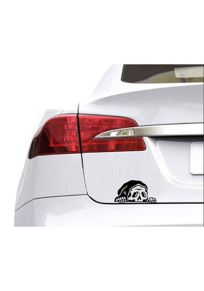 Bagajdan Bakan İskelet Sticker - Araba Oto Motosiklet Karavan Cam Sticker - 00112 12X7 Cm