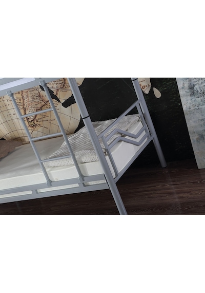 Ranzaci Solid Ranza 90x190 Genç Çocuk Yatak Odası Metal Ranza Gri