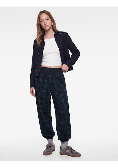 Koton Normal Bel Regular Fit Cepli Ekoseli Beli Lastikli Jogger Pantolon Lacivert Ekose 7wal40029ıw