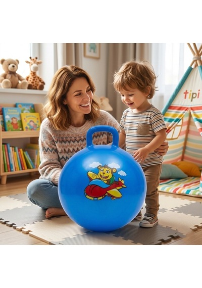 Nk Spor 55 Cm Lacivert Zıp Zıp Pilates Topu - Tutma Saplı Zıplama Topu - Çocuk Ve Yetişkin Için Kondisyon Topu-kulplu Egzersiz Ve Oyun Topu Anti-burst