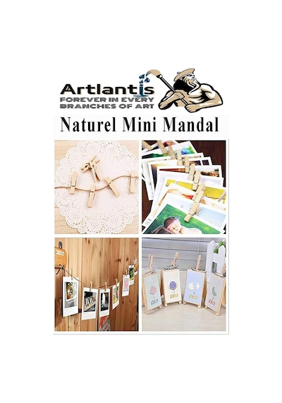 Naturel Mini Mandal Ahşap 200 Adet Renksiz Minik Mandal Dekoratif Süsleme Fotoğraf Asma Mandalı Dekarasyon