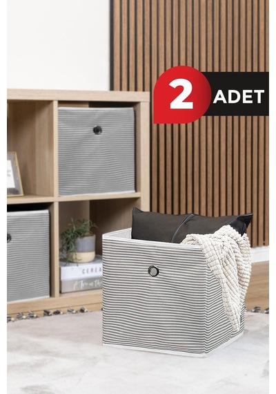 2 Adet Çok Amaçlı Raf Organizer Saklama Kutusu 30 X 30 X 3 Kumaş 30 X 30 Gri Tr Diğer