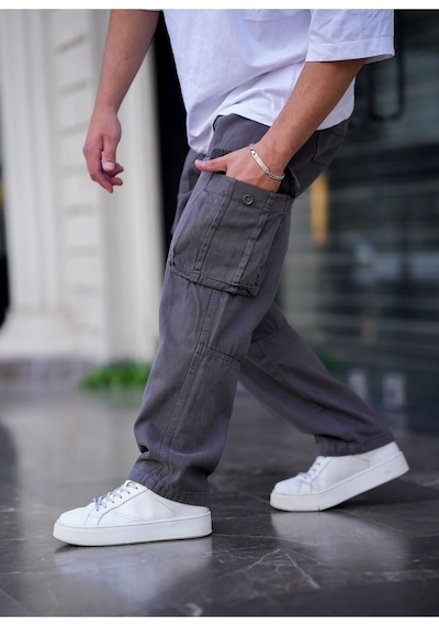 Erkek Kargo Cep Baggy Pantolon Rengi Antrasit