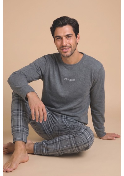 Wordex Falkom 5802 İnterlok Kışlık Kalın Kumaşlı Ekose Pijamalı Erkek Ev Pijama Takımı Füme Wordex Falkom 5802 İnterlok Kışlık Kalın Kumaşlı Ekose Pijamalı Erkek Ev Pijama Takımı Füme