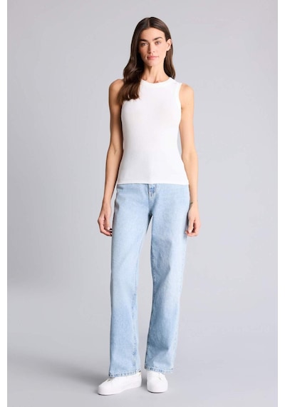 Defacto Slim Fit Dar Kesim Basic Düz Bisiklet Yaka Fitilli Kaşkorse Atlet F8721ax25auwt32 Beyaz