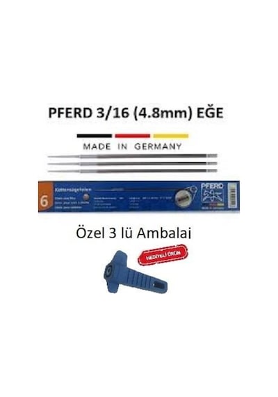 Pferd 3/16 4.8Mm Motorlu Testere Eğesi Orta 3Lü Paket