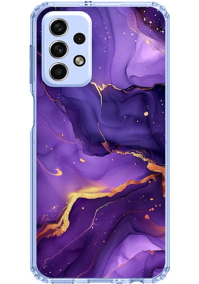 Samsung Galaxy A33 Uyumlu Ametist Taşı Mor Mermer Baskılı Silikon Kılıf Renkli