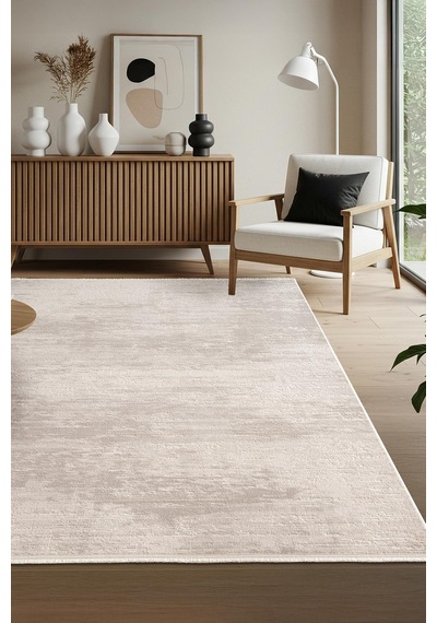 Leon Ln001g Krem Halı Modern Desen Pamuk Taban Akrilik Tozuaz Salon Yatak Odası Koridor Halısı-686 Bej
