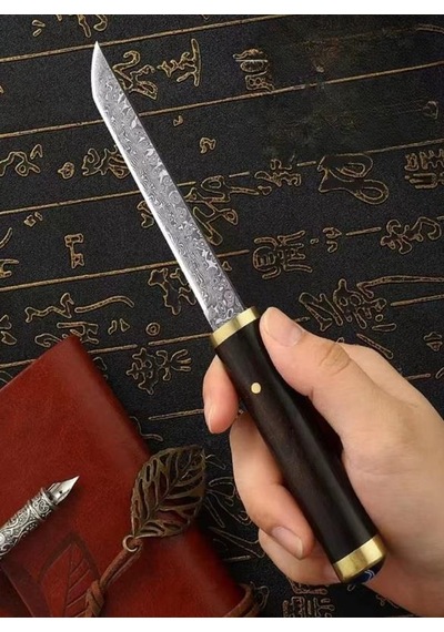 Japon Kamp Damascus Tanto Ruyi Jingu Bang Siyah