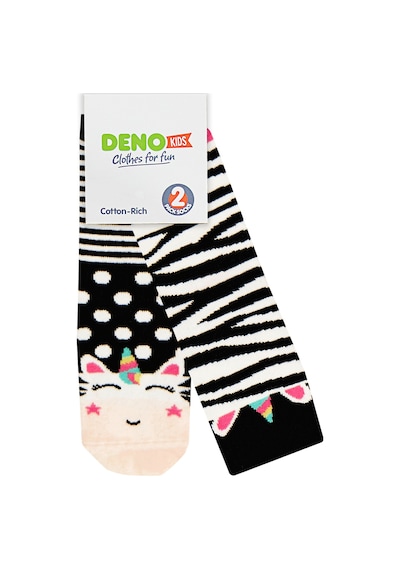 Kız Çocuk Zebra Desenli Pamuklu Siyah 2'li Paket Çorap 2-9 Yaş