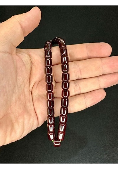 Çubuk Kehribar Tesbih Kestane Rengi Kapsül Kesim 9mmx11mm T-531