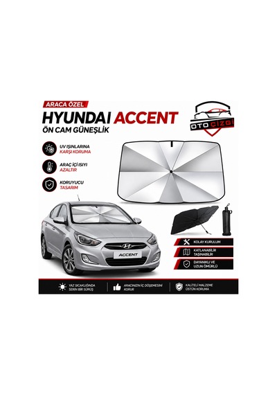 Hyundai Accent Şemsiye Tip Ön Cam Güneşliği Katlanabilir Uv Korumalı Araç Cam Güneşlik