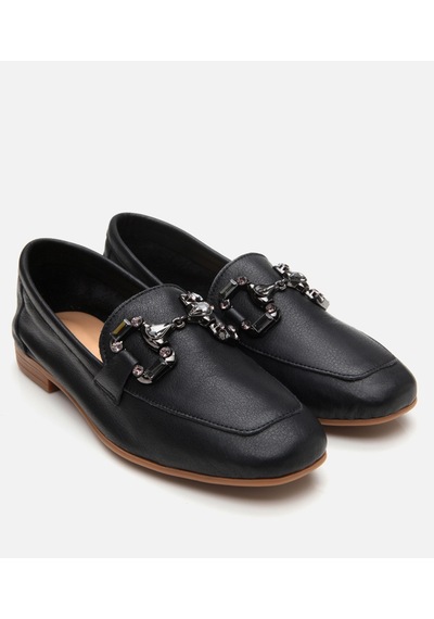 Hotiç Kadın Deri Siyah Tokalı Klasik Loafer