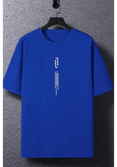 Flood Of Style Erkek Aleman Rapero Baskılı T-shirt Mavi