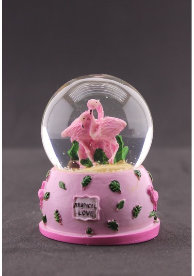 Dekoratif Mini Pembe Flamingo Kar Küresi