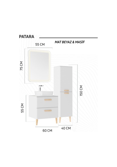 Creavit Patara Dikdörgen Led Ayna 55x75cm Mat Beyaz Cam