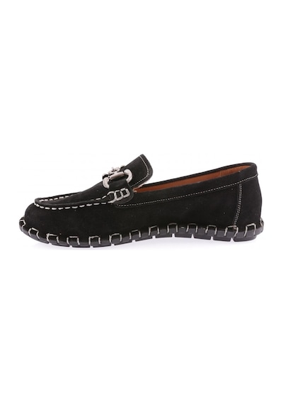 Dgn 600-23y Kadin Dikiş Detayli Metal Tokali Loafer Ayakkabi 600-2109-R1680 Siyah