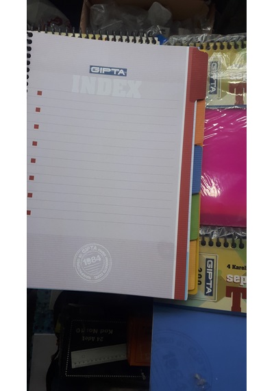 Ayraçlı Defter Spiralli A4 Ebat 200 Yp 6 Ayraç 4 Kareli + 2 Çizgili Plastik Kapak 4 Adet Defter Çok Renkli
