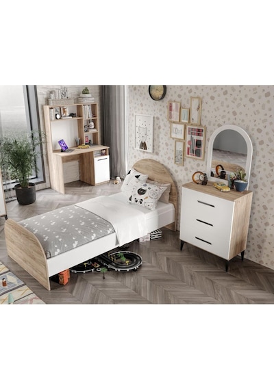 Afilliıldır Çocuk Odası Takımı 4 Parça Tamamı Mdf Flora Beyaz Ayn