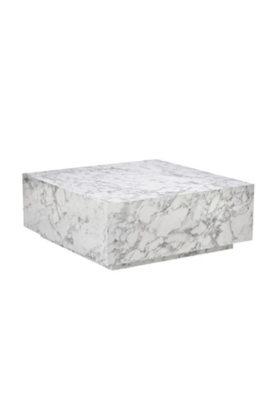 Most Lignum Mermer Görünümlü %100 Mdf Orta Sehpa 80x80 Cm Beyaz